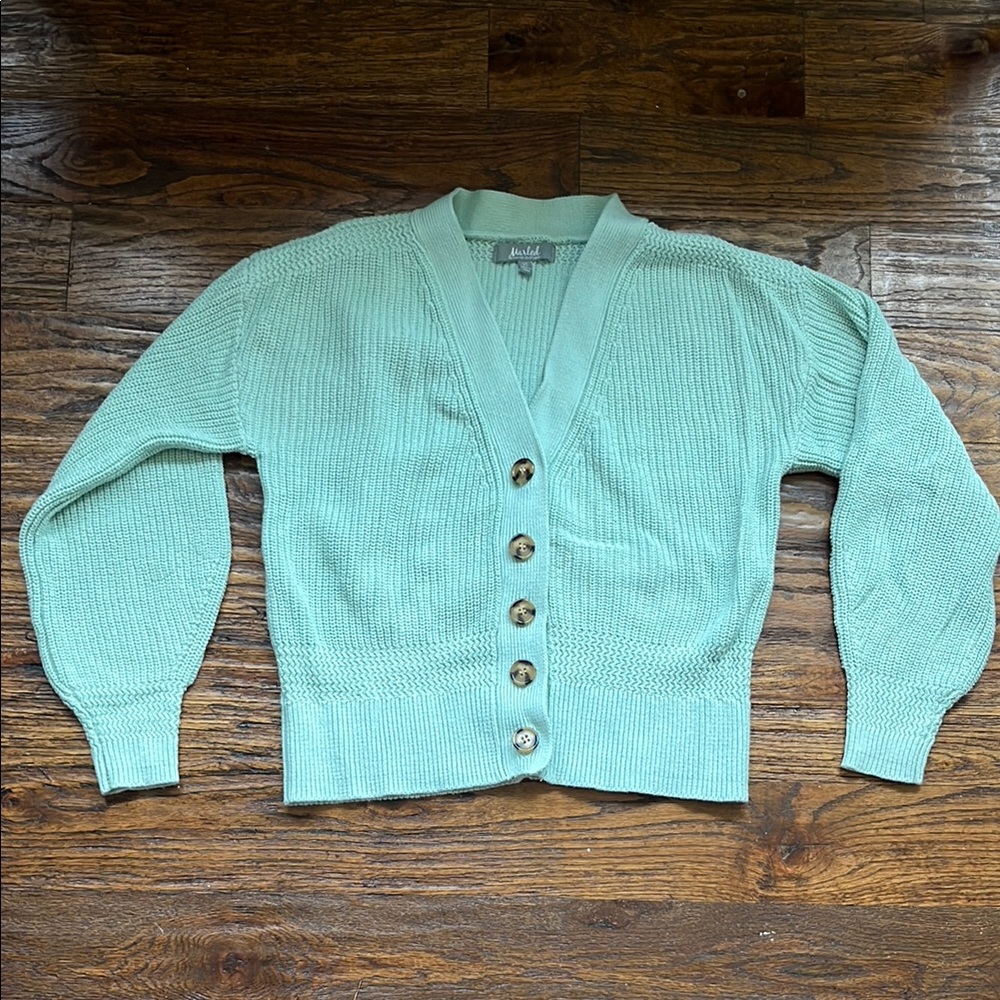 Mint Green Button-Up Cardigan Sweater
